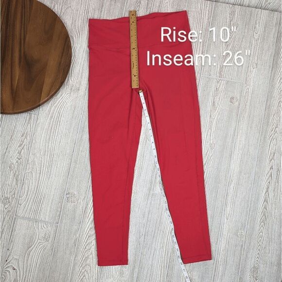 Mono B Essential High Waist Solid Leggings APH2366 Size Large Bright Red - Picture 4 of 5